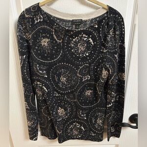 Talbots Black and Cream Patterned Sweater